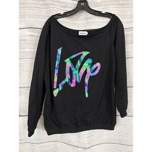 Magicmk Love Graphic Off-Shoulder Sweatshirt Size L